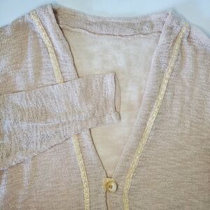 Blush Pink Knit Cardigan Button Sweater Lightweight Long Sleeve Womens‎ M Lace